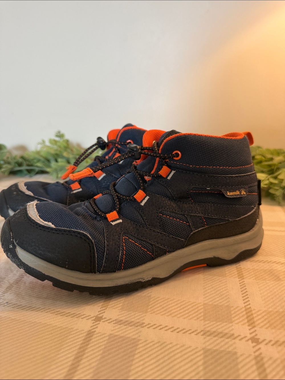 Kamik Navy and Orange Kids Hiking Boots